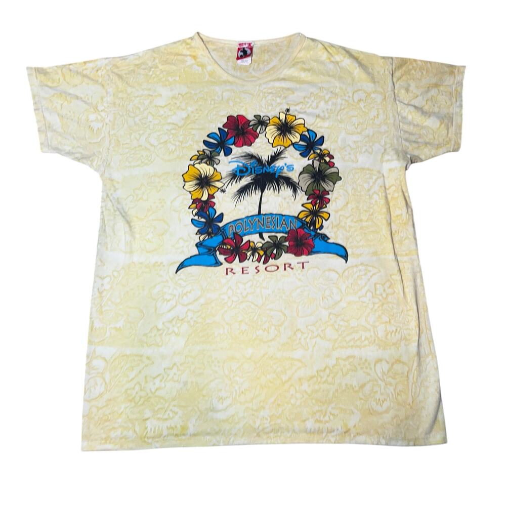 Vintage Disney Polynesian Resort Yellow Tshirt Tropical oversized one size 90s